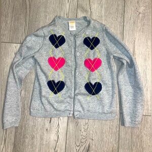Little girls argyle heart embroidered cardigan